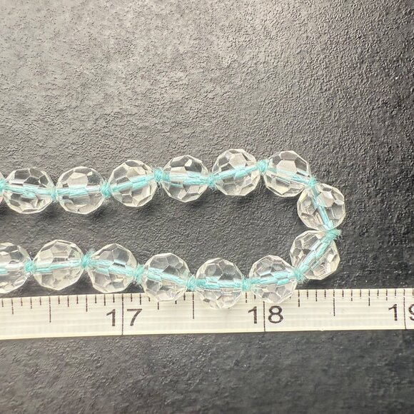 Yosca Glass Bead Long Single Strand Necklace Clear & Light Blue‎ Accents - Picture 8 of 8
